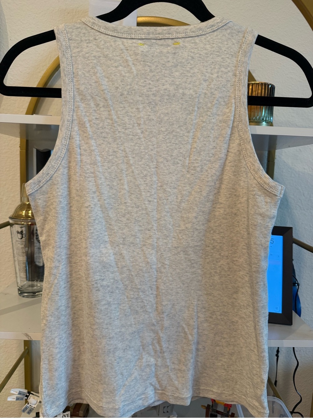 Rosenthal Light Gray Ribbed Tank with Embroidered Heart - Picture 3 of 4